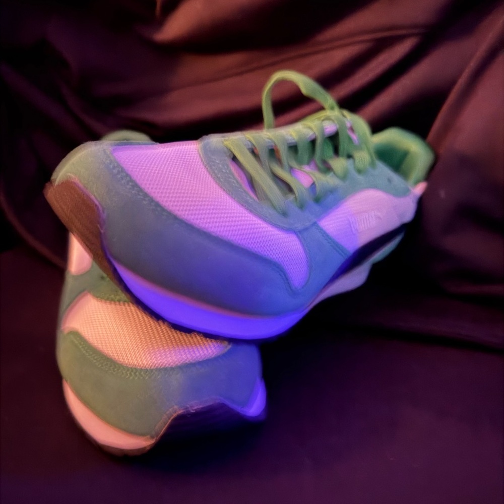 Puma Lace-Up Sneakers in Green and Purple - Picture 3 of 5